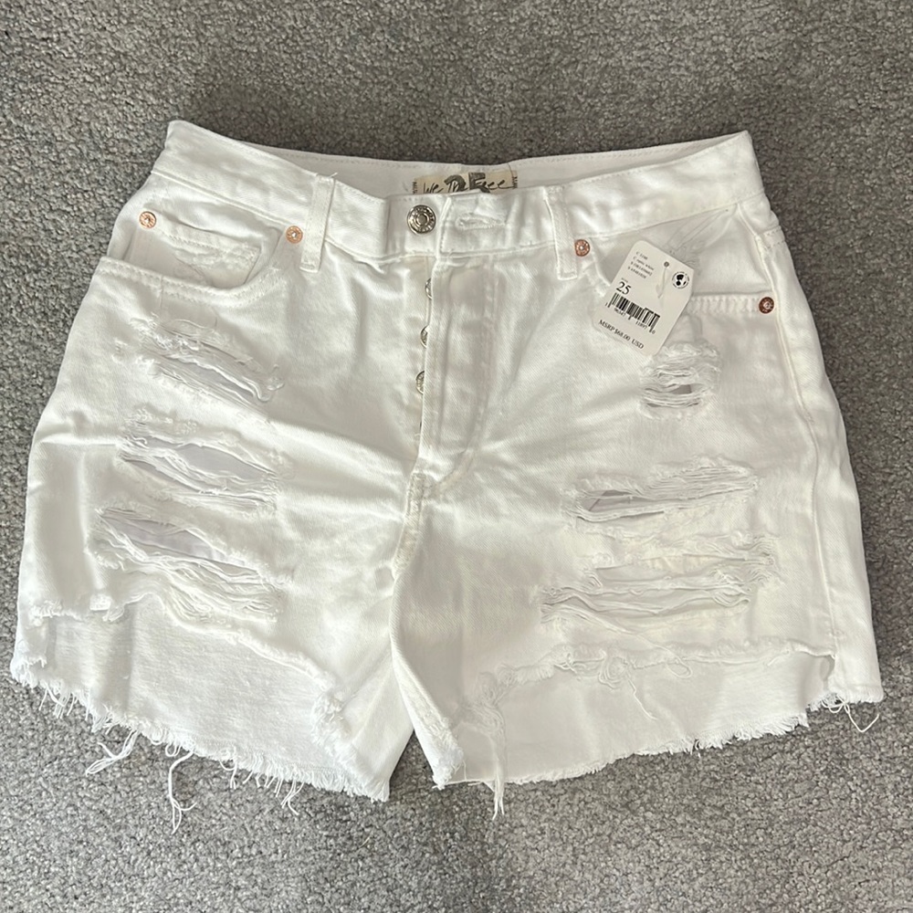 Free People we the Free White Denim Shorts